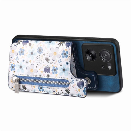 Протиударний чохол Retro Painted Zipper Wallet для Xiaomi 13 Lite - синій
