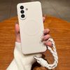 Силиконовый магнитный чехол Escase с ремешком на Samsung Galaxy A37 5G — кремовый