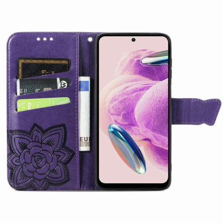 Чехол-книжка Butterfly Love Flower Embossed для Xiaomi Redmi Note 12S - фиолетовый