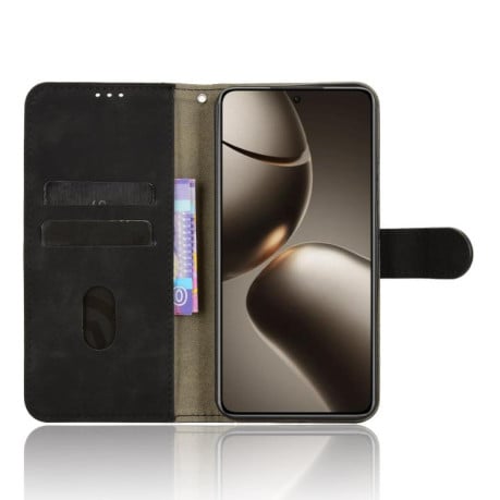 Чехол-книжка в стиле Retro мягкое покрытие Skin Feel деловой дизайн на Xiaomi 15T 5G - черный