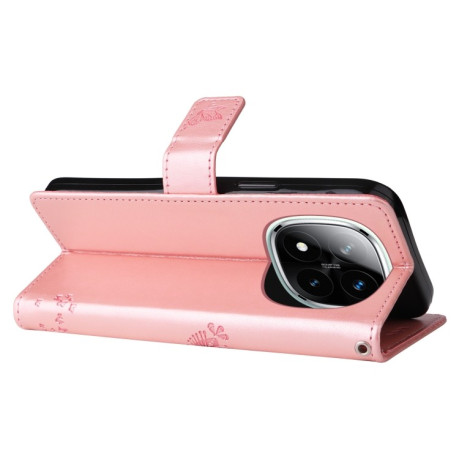 Чохол-книжка Happy Cat Pattern для Xiaomi Redmi Note 14 Pro / 14 Pro+ 5G - рожеве золото