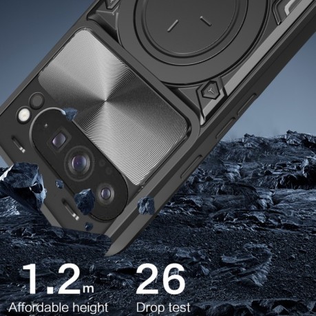 Протиударний чохол CD Texture Sliding Camshield Magnetic Holder для Google Pixel 9 Pro XL - рожевий