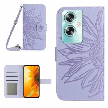 Чохол-книжка Skin Feel з малюнком соняшника на OPPO Reno11 F 5G/F25 Pro 5G - фіолетовий