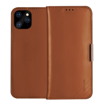 Кожаный Чехол-книжка DZGOGO ROYALE Series на iPhone 12 Mini - коричневый