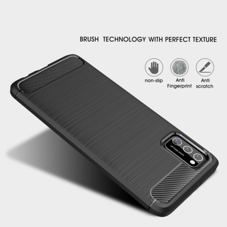Чехол Brushed Texture Carbon Fiber на Samsung Galaxy A02s - черный