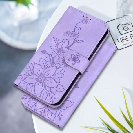 Чехол-книжка Lily Embossed Leather для Infinix Hot 50i / Smart 9 - фиолетовый