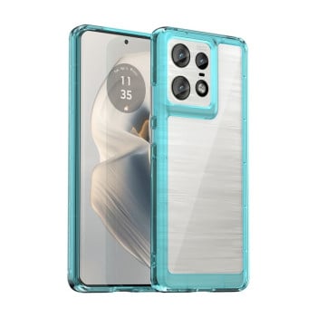 Противоударный чехол  Colorful Acrylic Series с цветной силиконовой боковиной на Motorola Moto Edge 50 Pro - синий