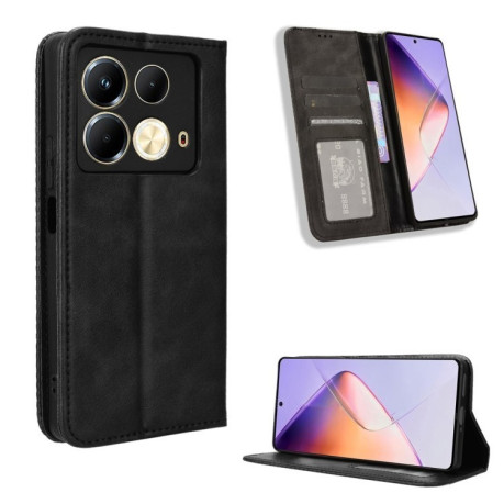 Чехол-книжка Magnetic Buckle Retro Crazy Horse Texture на Infinix Note 40 4G - черный