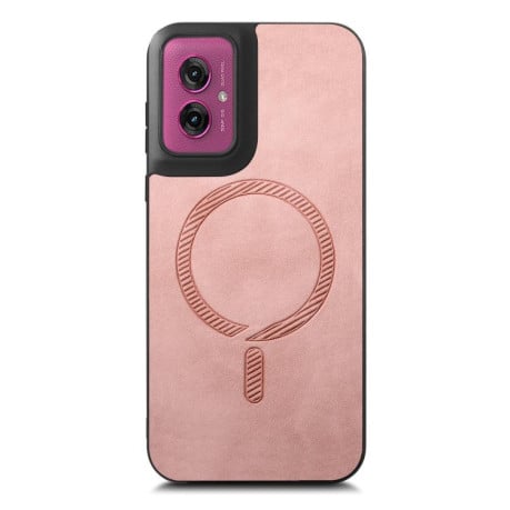 Чехол Retro MagSafe Magnetic PU на Motorola Moto G55 - розовый