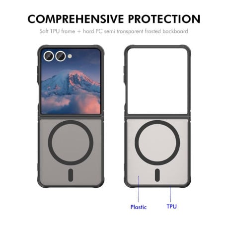 Чохол ENKAY Hat-Prince з MagSafe матовий+скло на Samsung Galaxy Flip 7 - чорне
