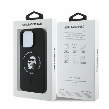 Оригинальный чехол Karl Lagerfeld Choupette Glitter MagSafe case для iPhone 16 Pro - Black