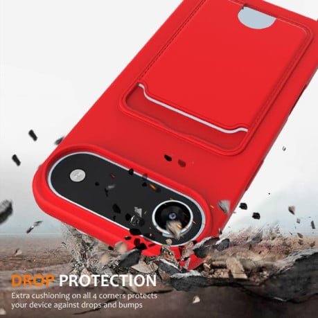 Силиконовый чехол Integrated Card Bag Solid Color Liquid Silicone на iPhone Air - красный