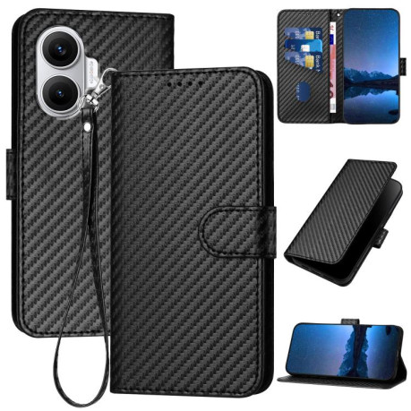 Чехол-книжка Carbon Fiber Texture на Xiaomi Poco F7 - чорний