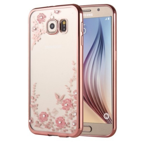 TPU Чехол Flowers Electroplating Rose Gold для Samsung Galaxy S6 Edge / G925