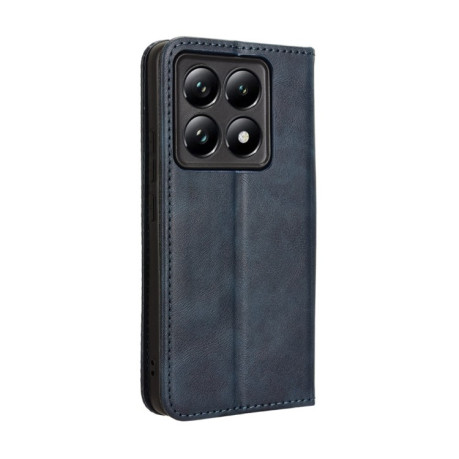 Чохол-книжка Magnetic Buckle Retro Crazy Horse Texture на Xiaomi 14T Pro - синій