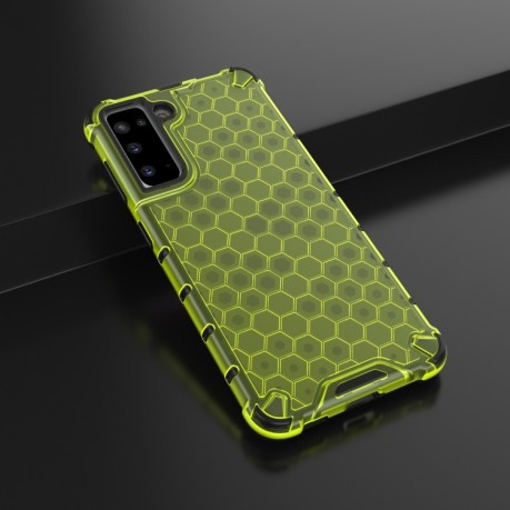 Противоударный чехол Honeycomb на Samsung Galaxy S21 - зеленый