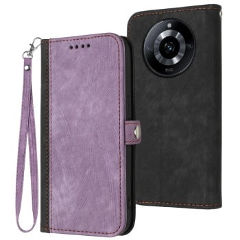Чехол-книжка Buckle Double Fold Hand Strap Leather на Realme 11 - фиолетовый