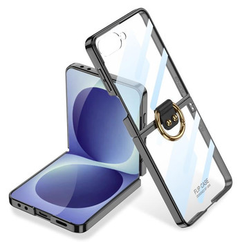 Чехол Gkk с кольцом и полным покрытием корпуса на Samsung Galaxy Flip8 5G — чёрный
