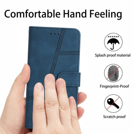 Чехол-книжка Stitching Skin Feel для iPhone 16 - синий