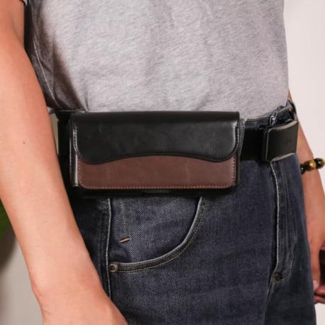 Универсальный чехол Belt Loop Cell  на диагонали до 7.2 с креплением на пояс и магнитной застежкой - черно-коричневый