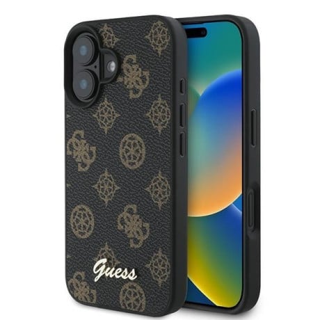 Оригинальный чехол Guess Peony Script MagSafe для iPhone 16 Plus - Black