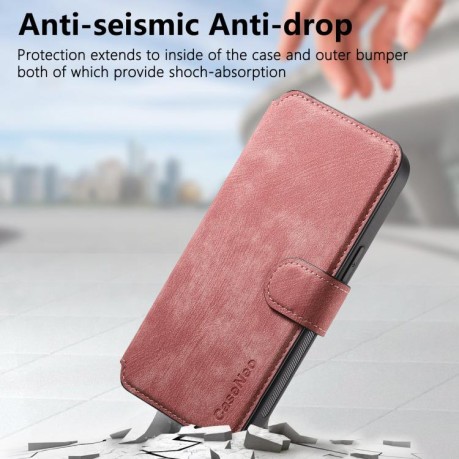 Чехол-книжка CaseNeo MagSafe RFID Anti-theft Retro Leather для iPhone 16e - розовый