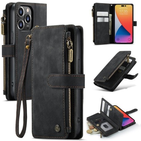 Кожаный чехол-кошелек CaseMe-C30 для  iPhone 14 Pro - черный
