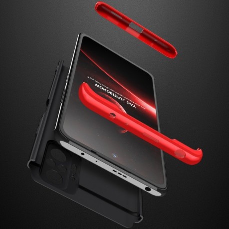 Противоударный чехол GKK Three Stage Splicing на Xiaomi Redmi Note10/10s/Poco M5s - черно-красный