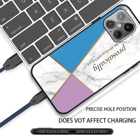 Противоударный чехол Frosted Fashion Marble для iPhone 13 mini - Blue-violet Triangle