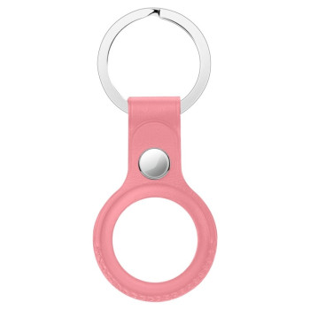 Кожаный брелок с кольцом для AirTag - розовый