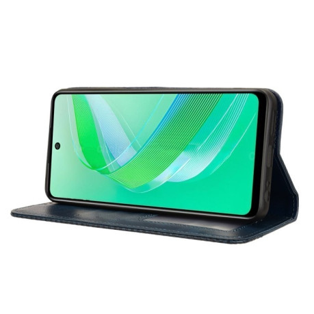 Чехол-книжка Magnetic Buckle Retro Crazy Horse Texture на Infinix Smart 8 - синий