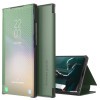 Чехол-книжка Carbon Fiber Texture View Time для Samsung Galaxy S22 Ultra 5G - зеленый