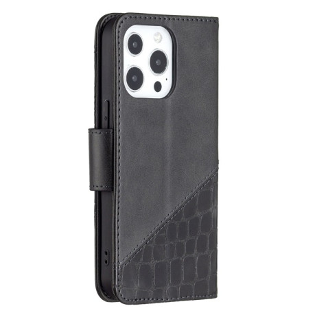 Чохол-книга Matching Color Crocodile Texture на iPhone 13 Pro Max - чорний
