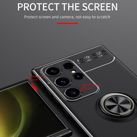 Ударозащитный чехол Metal Ring Holder для Samsung Galaxy S24 Ultra 5G - черно-красный