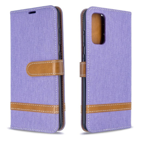 Чехол-книжка Color Matching Denim Texture на Samsung Galaxy S20 -фиолетовый