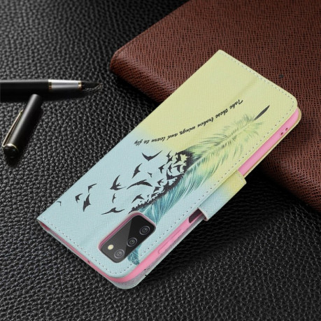Чохол-гаманець Colored Drawing Pattern для Samsung Galaxy A03s - Feather