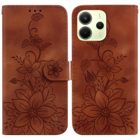 Чохол-книжка Lily Embossed Leather для Xiaomi Redmi Note 14 4G 164.84mm - коричневий