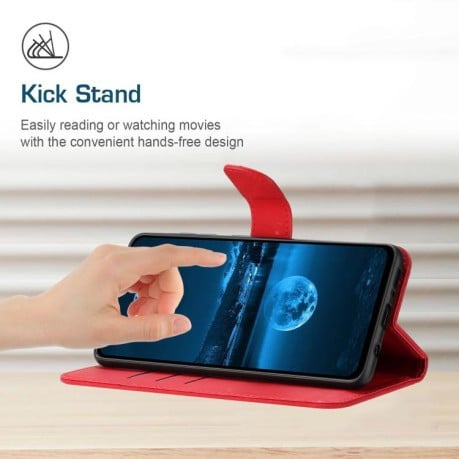 Чехол-книжка Stitching Embossed Leather для Motorola Moto G86 5G - червоний