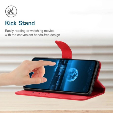 Чохол-книжка Stitching Embossed Leather на OPPO Reno14 5G Global — червоний