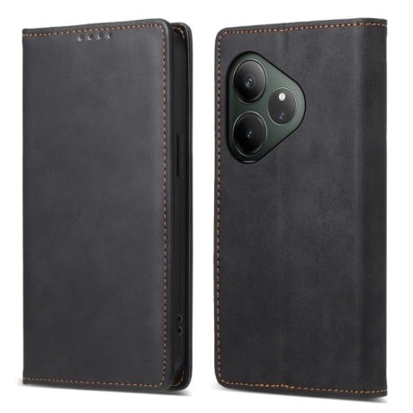 Чехол-книжка Business Solid Color Magnetic RFID Leather на Realme GT 6 - черный