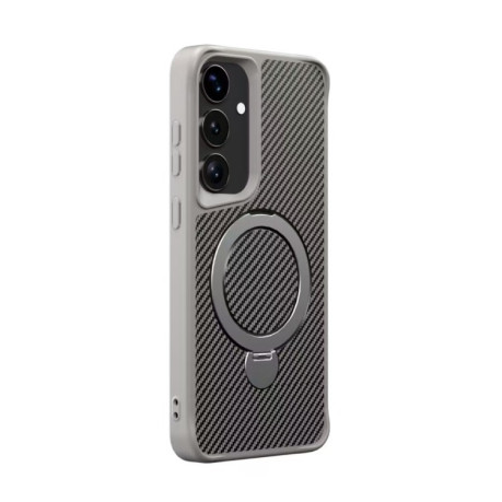 Протиударний чохол Carbon Fiber Texture 360 MagSafe Holder  для Samsung Galaxy S25+ / S24+ 5G - Titanium Gray