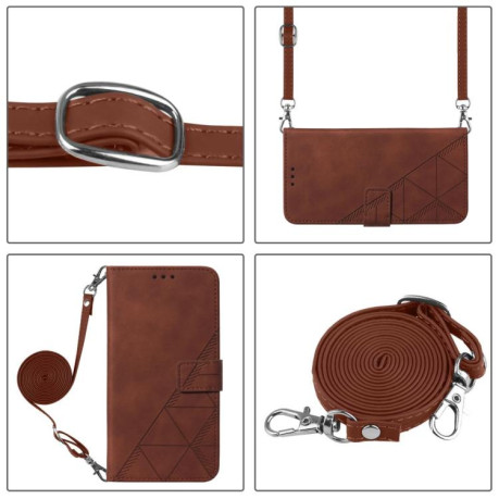 Чохол-книжка Crossbody 3D Embossed Flip Leather Xiaomi Redmi Note 14 4G 164.48mm - коричневий