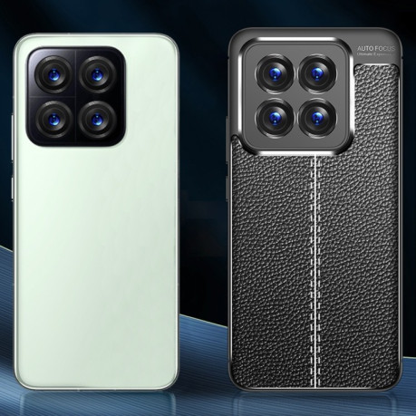 Противоударный чехол Litchi Texture на Xiaomi 14 Pro - синий