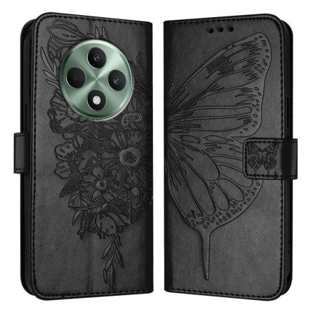 Чохол-книжка Embossed Butterfly для OPPO Reno12 F/12 FS 5G Global - чорний