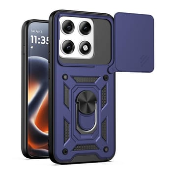 Чохол зі шторкою на камеру Sliding Camshield і підставкою на Motorola Edge 70 Pro / 70 Pro+ — синій