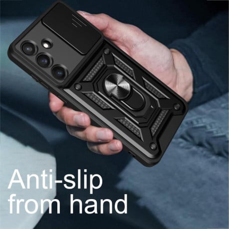 Чохол із шторкою на камери Sliding Camshield та кишенькою для карток на Samsung Galaxy S25 FE 5G - сріблястий