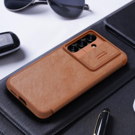 Чехол-книжка Nillkin Qin Series для Samsung Galaxy S25 5G - коричневый