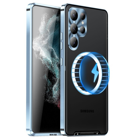 Противоударный чехол Frosted Meta (MagSafe) для Samsung Galaxy S24 Ultra 5G - синий