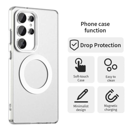 Противоударный чехол MagSafe Holder PC Hybrid для Samsung Galaxy S25 Ultra 5G - белый