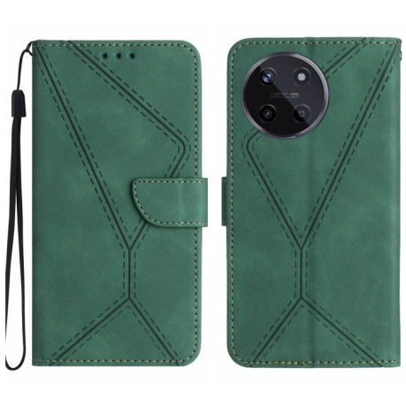 Чехол-книжка Stitching Embossed Leather на Realme 11 4G Global - зеленый